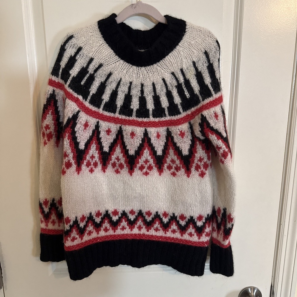 Faherty Frost Fair Isle Crew Sweater in Apres Bold XS Alpaca & Wool Ski